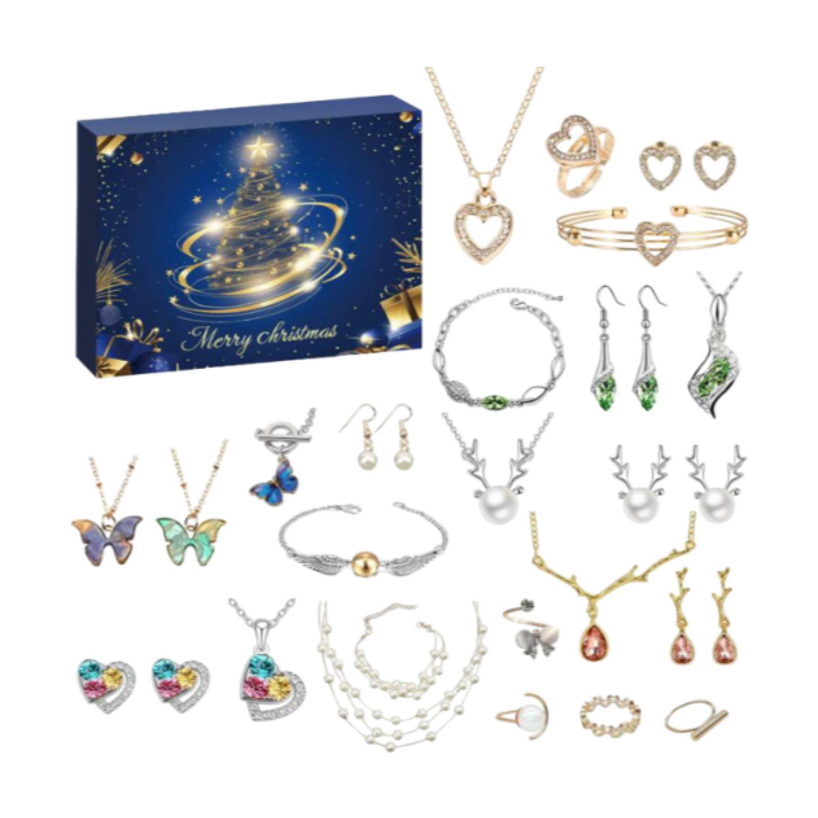 Ioensy - Calendario De Adviento Joyas Collar Casual Navideño Para Fiesta De Cumpleaños Navideña Caja Azul