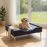 Bloccare - Cama De Mascotas - Talla Xl Extra (110X80 Cm) / Pata Cromada 15 Cm (Negro)