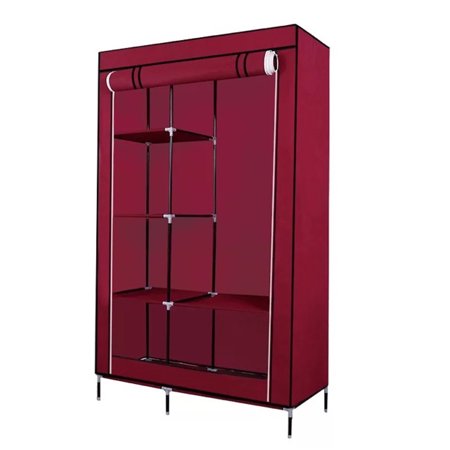 Closet Organizador Armable De Tela 2 Cuerpos Wine Red 175 Cm