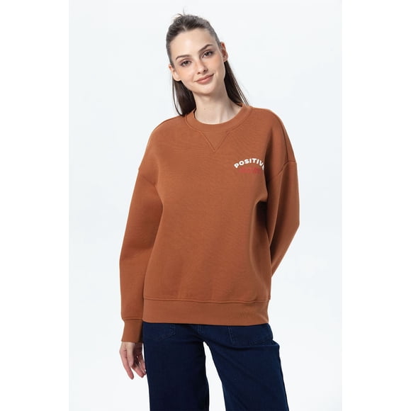 Polerón Mujer Oversize Print Café