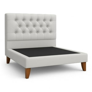 Ethan Desing - Cama Plaza Y Media Gris Claro Perla Respaldo + Base