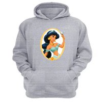 Genérico - Polerón Canguro Princesa Jasmine Gris Claro Talla L Unisex