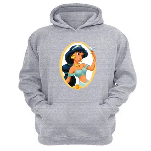 Genérico - Polerón Canguro Princesa Jasmine Gris Claro Talla L Unisex