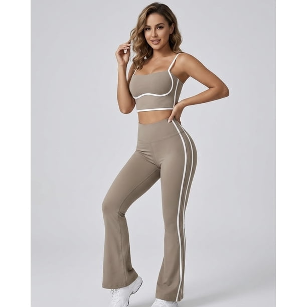 Conjunto Deportivo Mujer Top y Calza Flare Premium
