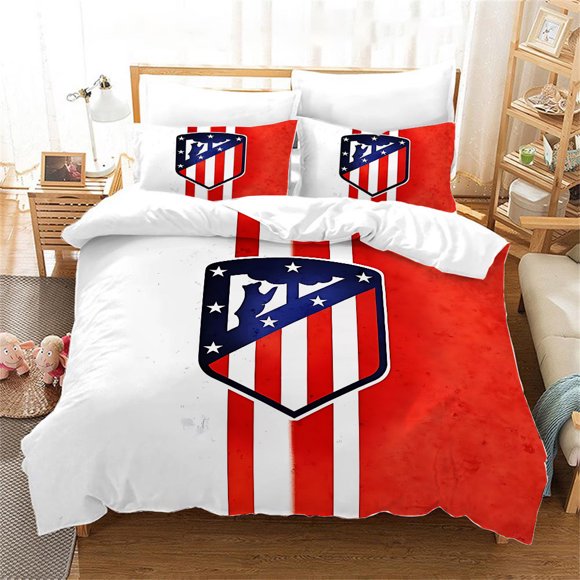 x73 Bed SheetsA-AtleticoS Bed Set Comforter Bedding Madrid Sets Twin Size Duvet Cover Linen Sheets Luxury Home Textile 3-Piece Bedding Set (1 Duvet Cover + 2 Pillow Shams) nj73