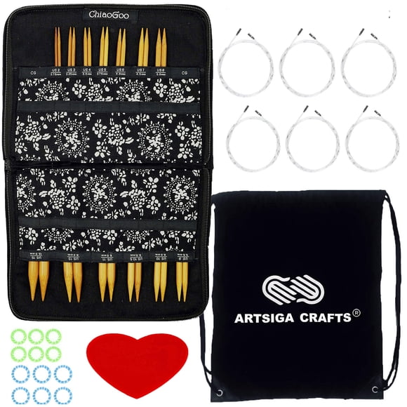 Set de agujas de tejer ChiaoGoo Spin de bambú de 4 pulgadas 2400-C