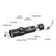 thumbnail image 3 of Linterna Led 3000 Lumens Recargable Con Zoom Resiste Lluvia Blanco Negro, 3 of 3