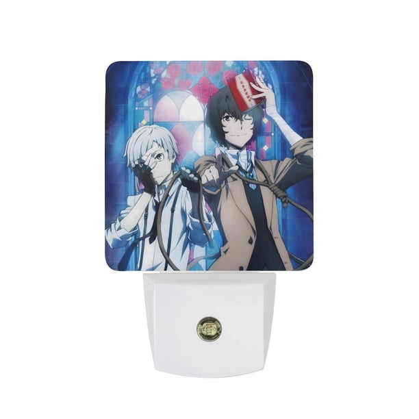 Bungou Stray Dogs Luz nocturna LED con sensor de anochecer a amanecer para dormitorio, baño, pasillo, escaleras - Lámpara LED nocturna de enchufe, 0.5W - 1 pieza