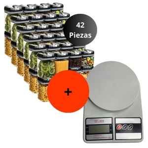 Genérico - Set 42 Contenedores + Balanza Digital Bascula Gramera Cocina