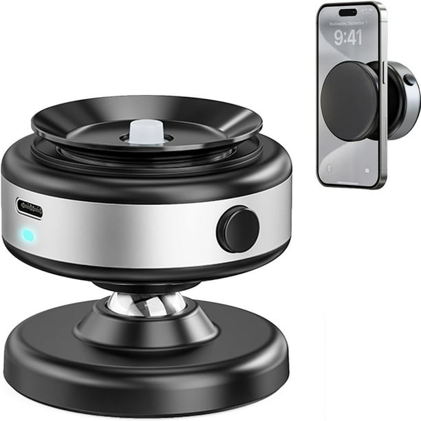 Soporte eléctrico ajustable de 360° con ventosa magnética de vacío para teléfono - Funcionamiento manos libres compatible con dispositivos iPhone Magsafe-Plata