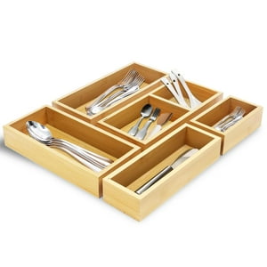 Genérico - Juego De 5 Cajas Organizadoras Con Cajones De Bambú Para Cocina Y Oficina