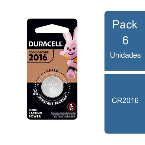Duracell - Pack 6 Pilas Tipo Boton Cr2016