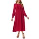 thumbnail image 2 of INSPIRE CHIC Vestido de Mujer Cuello Redondo Mangas Largas Fruncido Línea A Midi con Bolsillos Rojo S, 2 of 6