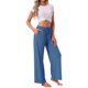 thumbnail image 2 of INSPIRE CHIC Pantalones de pijama para mujer Pierna ancha Casual Tejido acanalado Ajuste holgado Dormir Conjunto cómodo Ropa de descanso Talla 2XL Azul, 2 of 6