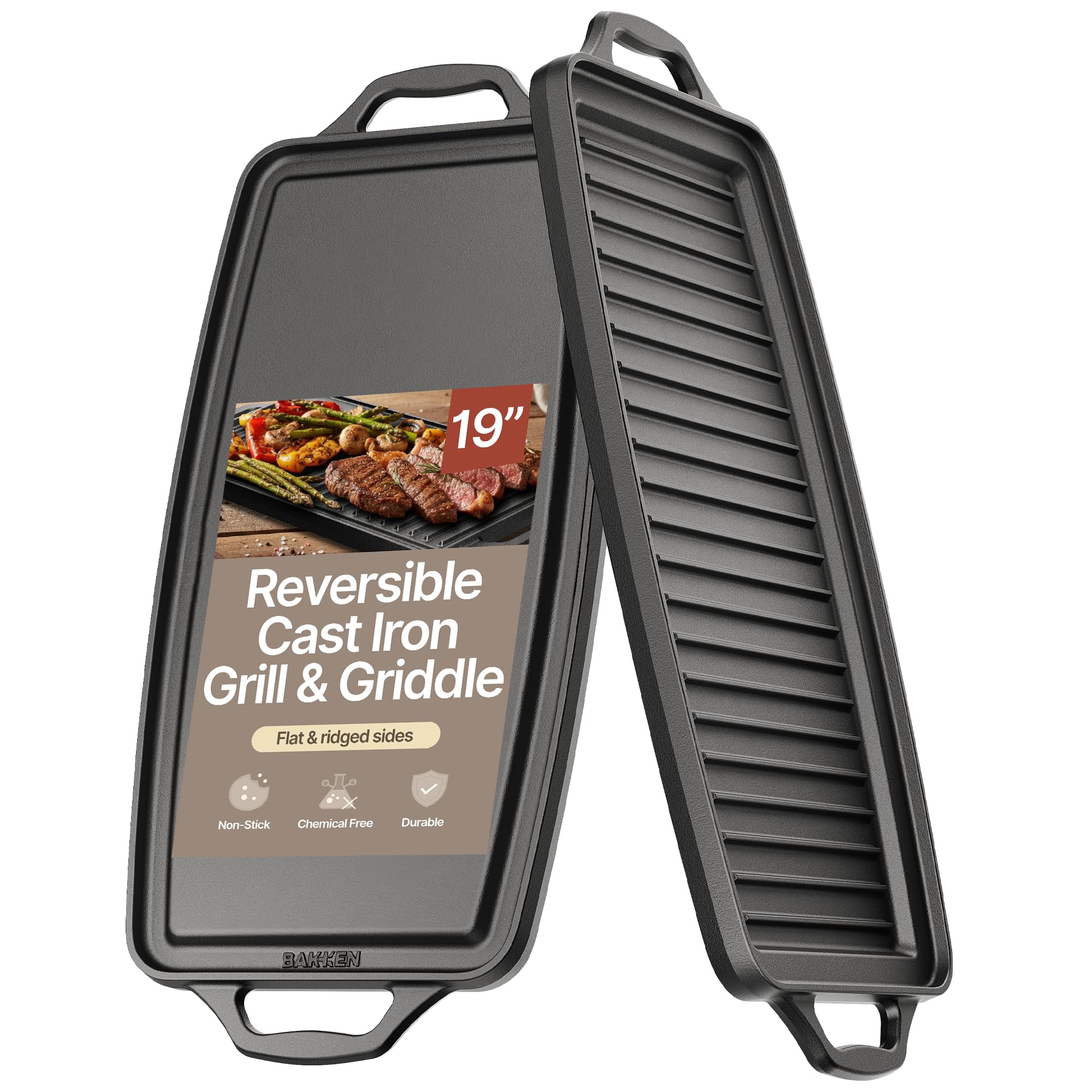 Plancha De Hierro Fundido Bakkenmaster Reversible 48 X 26 Cm