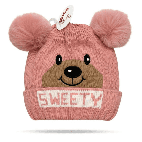 GORRO DE LANA INFANTIL CON CHIPORRO Y DOS POMPONES BEBE UNISEX