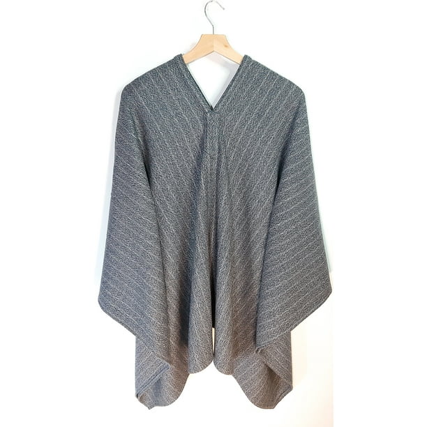 Poncho Soft Premium Lana 100% - Largo - Gris Oscuro