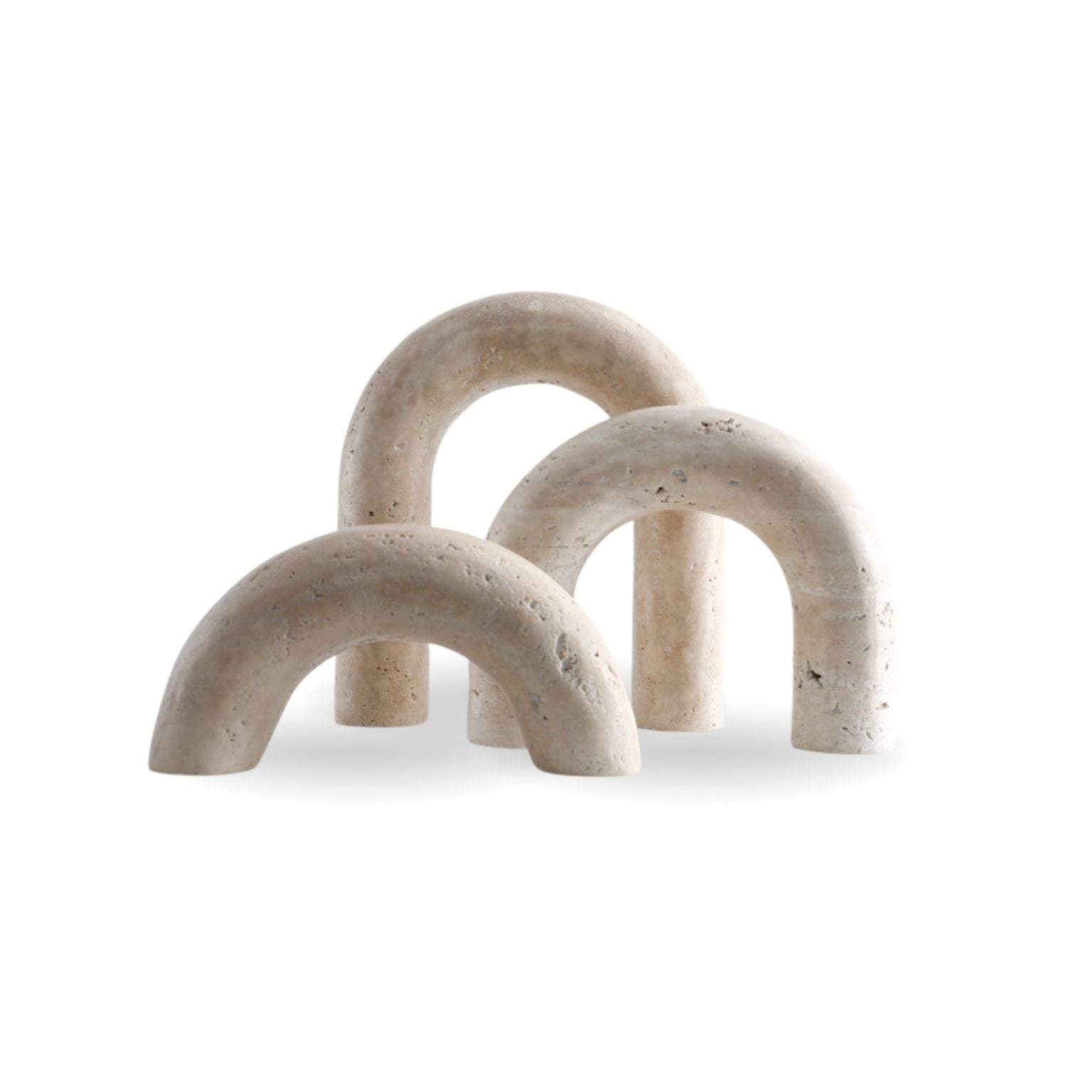Santu Home & Deco - Set 3 Arcos Figura Deco Estilo Marmol Travertino
