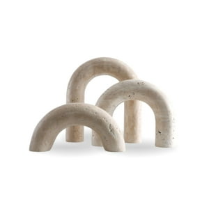 Santu Home & Deco - Set 3 Arcos Figura Deco Estilo Marmol Travertino