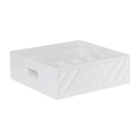 Magideal - Organizador De Platos De Papel Para Encimera, Soporte Para Utensilios, Caja De Cubiertos Portátil, Caja De Madera Para Cubiertos, Tenedores, Platos De Blanco