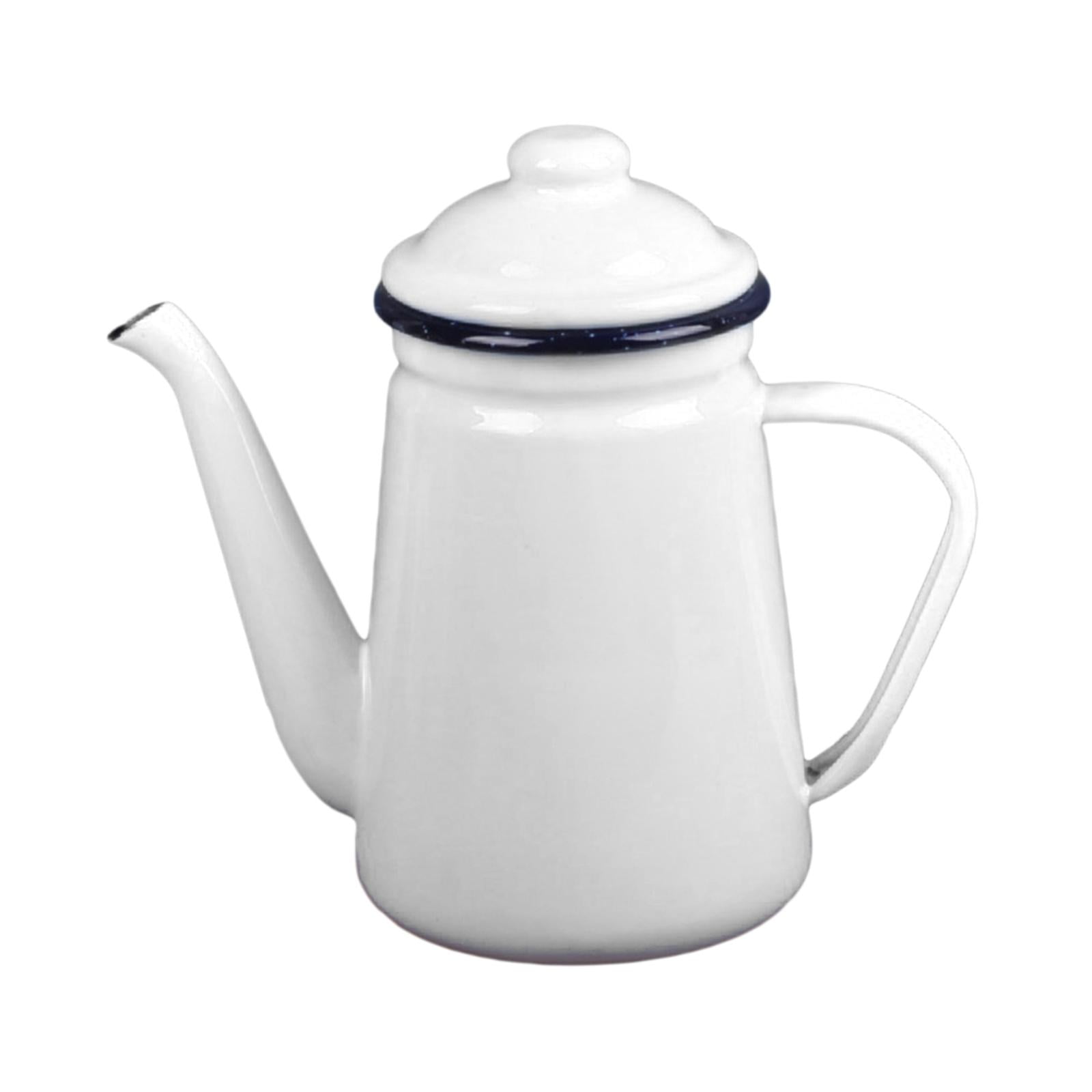 Bothyi - Tetera Esmaltada Para Té, Calentador De Agua Y Leche, Tetera Para El Hogar, Cocina, Exterior, Color Blanco
