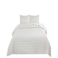 Genérico - Quilt - Cubrecama 2 Plazas Con Pompones B7