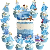 Ldakzfv - Set De Suministros Para Fiesta De Cumpleaños Cindere-Lla Con 25 Piezas Y Adorno Para Tartas