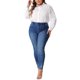 thumbnail image 2 of FAB CURVES Bodysuits de Mujer Tallas Grandes Botón Abajo Manga Larga Oficina Bodysuits Blusa Tops 3X Blanco, 2 of 6
