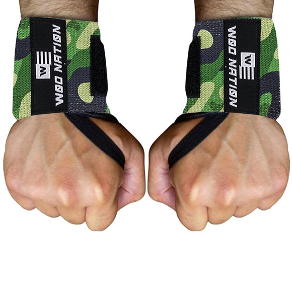 Muñequeras WOD Nation 46 cm Camo Verde con Cierre de Velcro