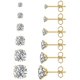 thumbnail image 1 of Aretes de Botón Wssxc de Circonia Cúbica Acero Inoxidable 316L 6 Pares, 1 of 9