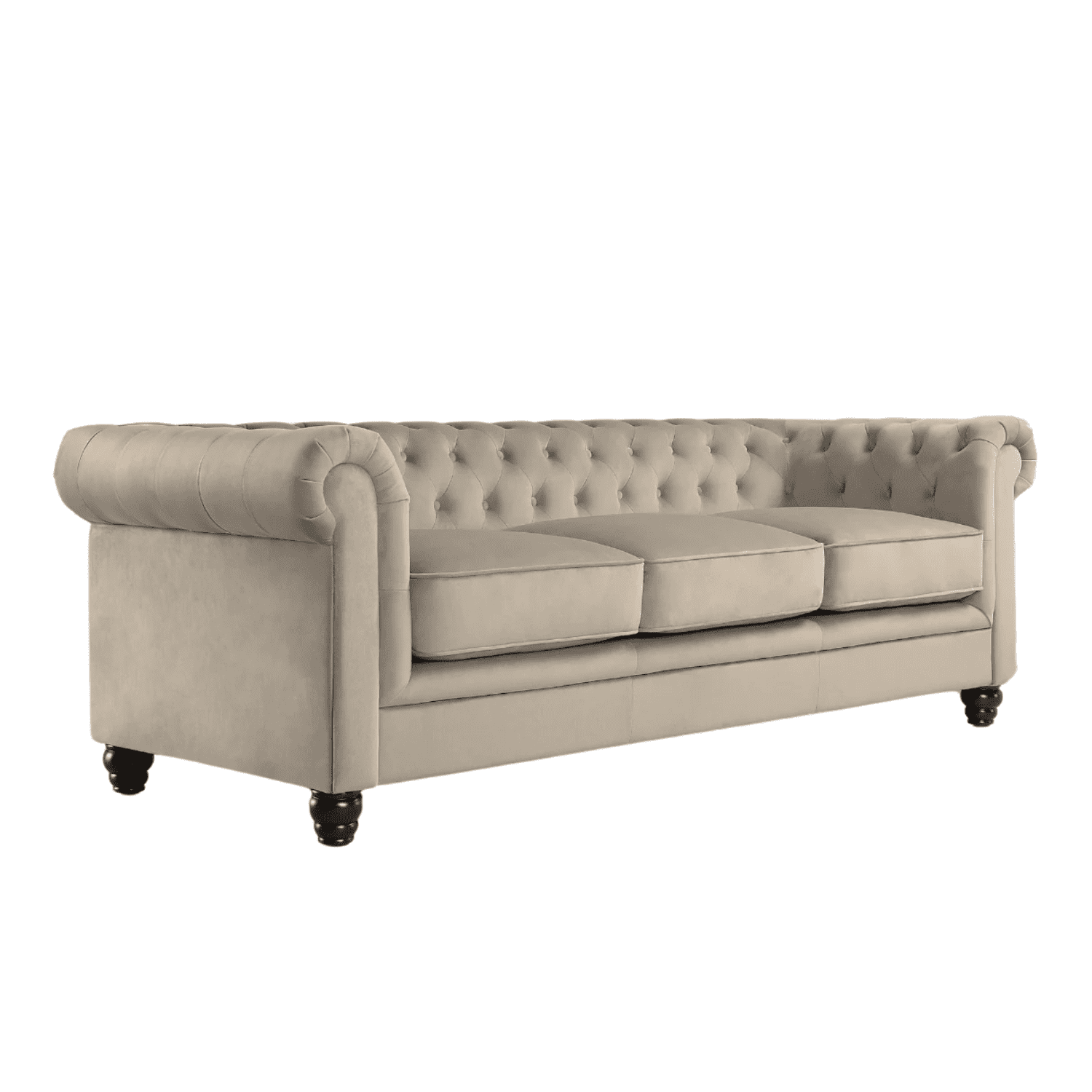 Mueblart - Sofá Chesterfield 3 Cuerpos Felpa Crema