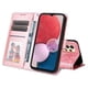 thumbnail image 2 of Funda tipo cartera FOXDOCK para Samsung Galaxy A13 4G , diseño girasol en relieve, cuero PU, cierre magnético, soporte y tarjetero, 2 of 5