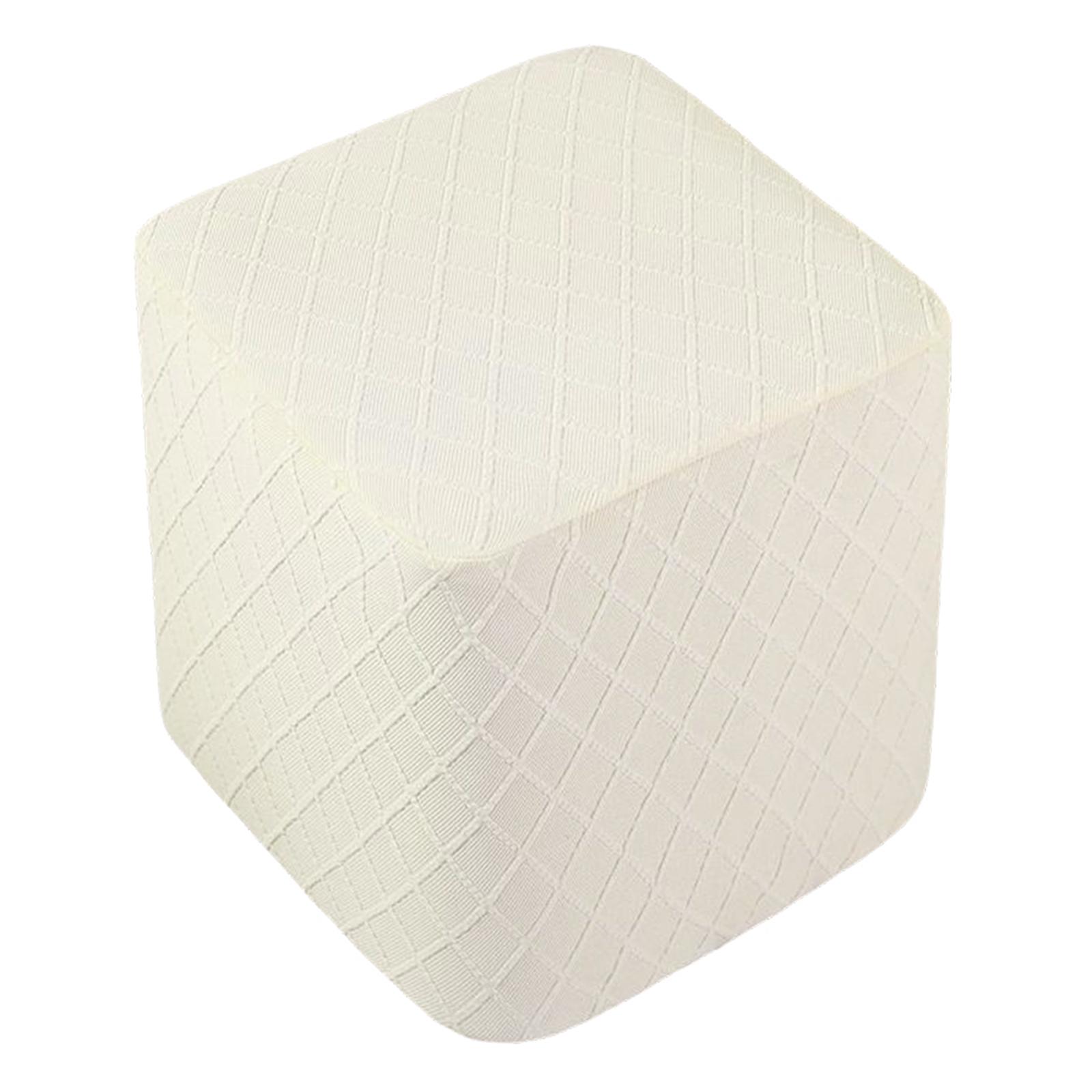 Magideal - Funda Otomana Elástica Fundas Otomanas Reposapiés Cuadrado Funda Elástica Funda Para Reposapiés Otomana, Material Jacquard A Cuadros Grueso, Tela Con Blanco