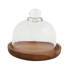 Bothyi - Bandeja Para Pastel De Madera Con Bandeja De Servicio De Cúpula De Vidrio Para La Cocina De La Tienda De Vacaciones.