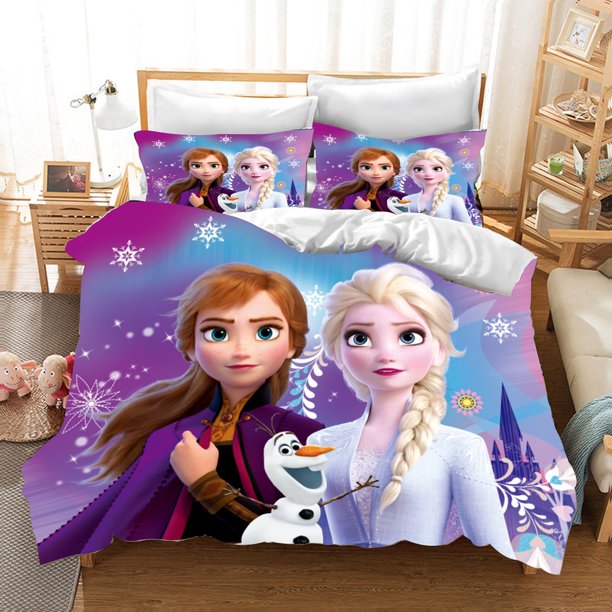 Frozen Bedding Set Duvet Cover Cute Printed Cartoon Quilt Cover Twin 3-Piece Set 1 Home