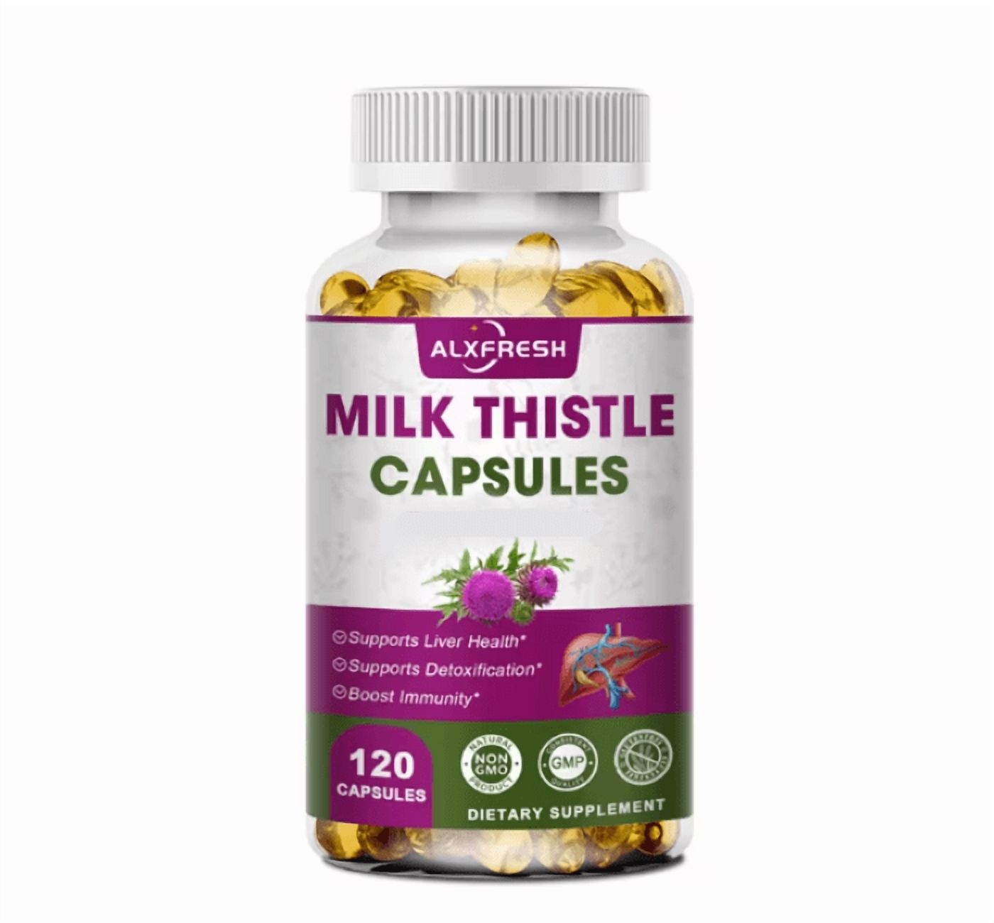 Alxfresh Milk Thistle Silimarina Cuidado Del Higado 120 Softgels