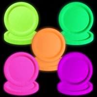 Platos Apuxxjupa De Neon Party Supplies Que Brillan En La Oscuridad, 50 Unidades