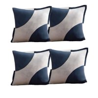 Genérico - Pack De 4 Fundas De Cojines Diseño Tela Pana Empalmado 45Cm X 45 Cm Azul