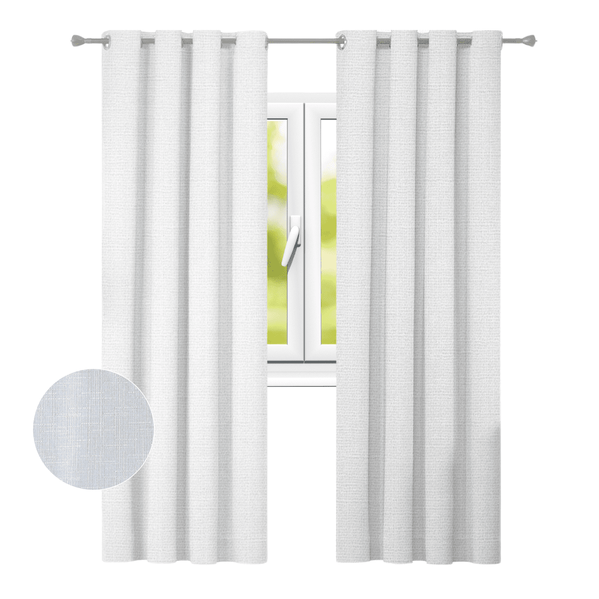 Clems - Pack 2 Cortina Jacquard Tradicional 140x225cm Blanco
