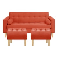 Bodevir - Sofa Retro 3C + 2 Pouf Felpa 05 Naranjo