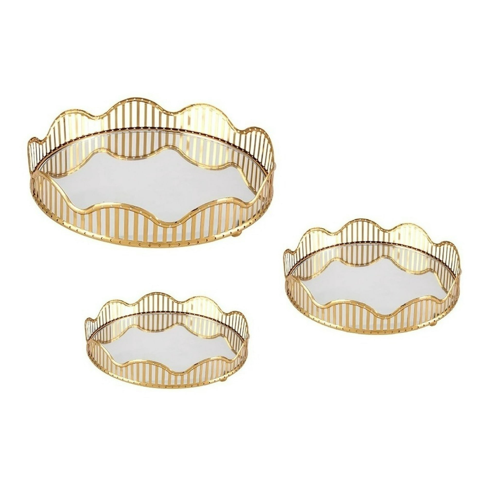 Genérico - 3 Bandeja Redonda Bandeja Decorativa Bandejas Bandeja Dorada