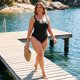 thumbnail image 3 of Agnes Orinda Traje de Baño de Una Pieza para Mujer Tallas Grandes Push Up Control de Abdomen Fruncido Traje de Baño de Playa Piscina 1X Negro, 3 of 8