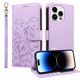 thumbnail image 4 of Funda Cartera para iPhone 14 Pro Max Perro Cachorro Grabado con Tarjetas Soporte Correa Morado, 4 of 6