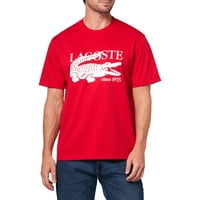 Remera Lacoste Para Hombre, Cuello Redondo, Manga Corta, Algodón Rojo