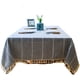 thumbnail image 1 of Mantel Rectangular Gris Piedra Con Bordados Lineales Blancos y Borlas, 1 of 6