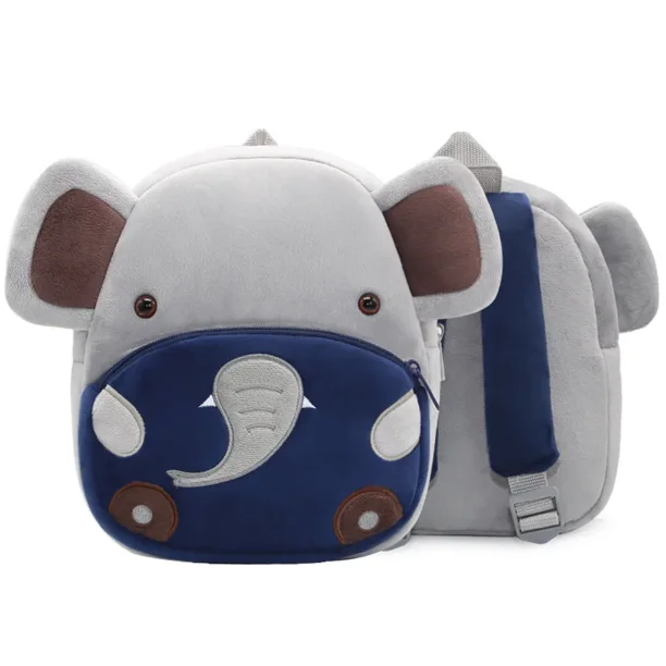Cute Cartoon Animals Children's Backpack with Adjustable Shoulder Straps Kindergarten Plush Bag for Comfortable and Breathable