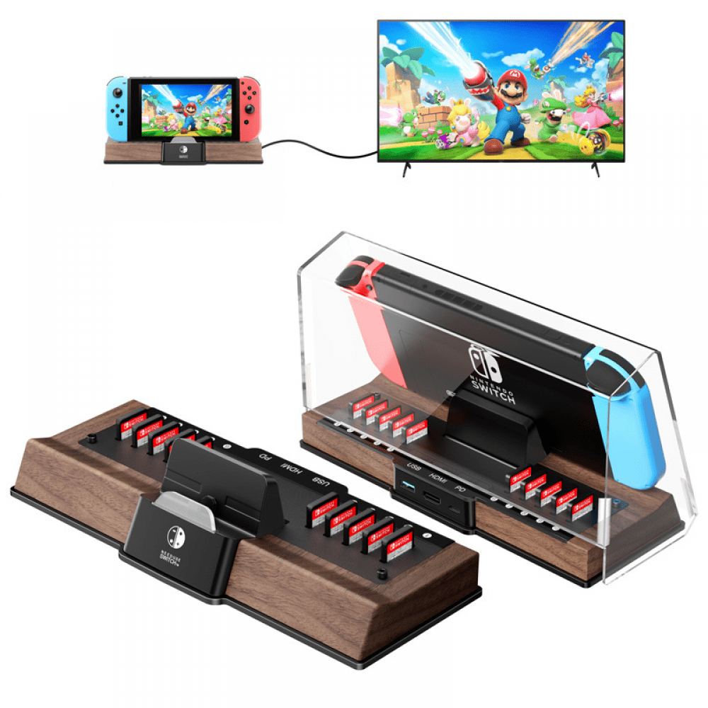 Genérico - Base Multifunción Para Nintendo Switch Oled - Hdmi 4k Uhd, Usb 3.0, Carga Rápida Pd Tipo-c, Diseño Compacto Y Portátil-marrón Oscuro