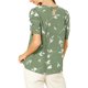 thumbnail image 3 of INSPIRE CHIC Blusa Floral de Mujer con Cuello Redondo y Mangas Cortas Fruncidas Verde Talla L, 3 of 7