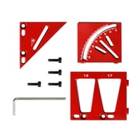 Ioensy - Regla Para Carpintería 30 45 60 90 Grados Transportador Cuadrado Asistente Regla De Ángulo Rojo