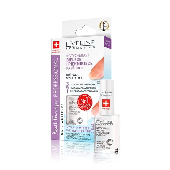 Blanqueador de uñas Eveline Cosmetics 3 en 1, instantáneamente más blanco